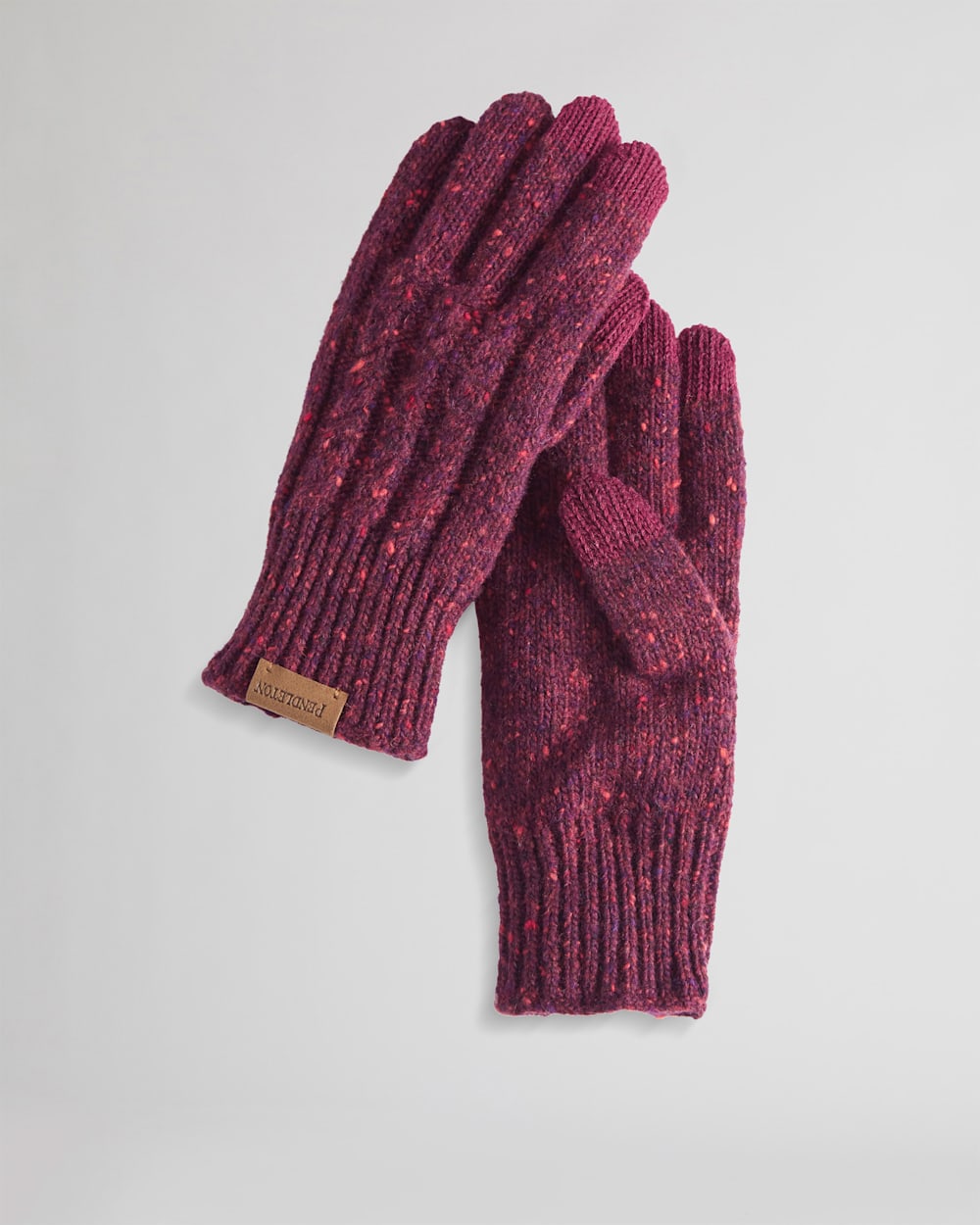 CABLE KNIT TEXTING GLOVE IN MERLOT image number 1