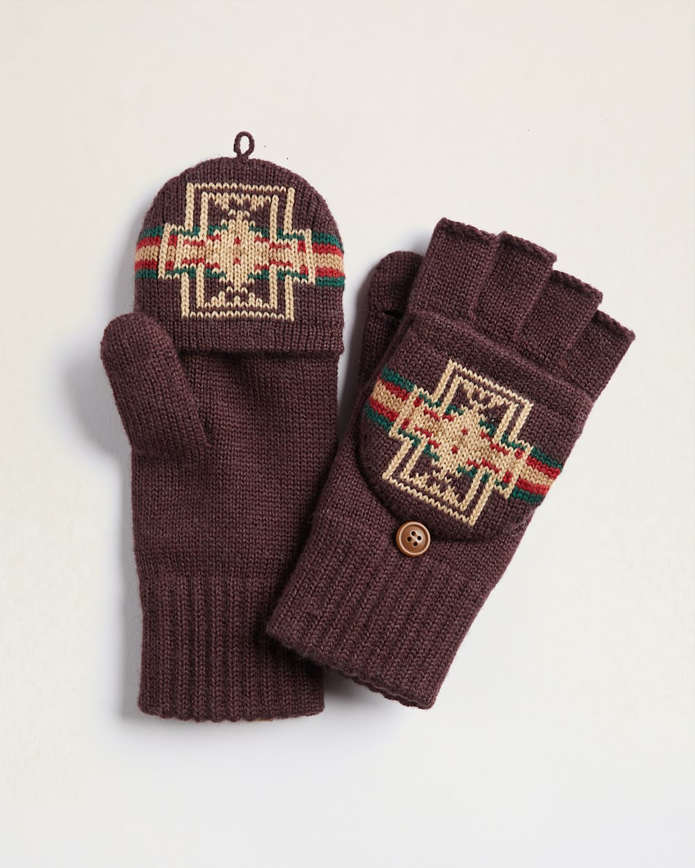 HARDING KNIT CONVERTIBLE MITTENS IN MAROON image number 1