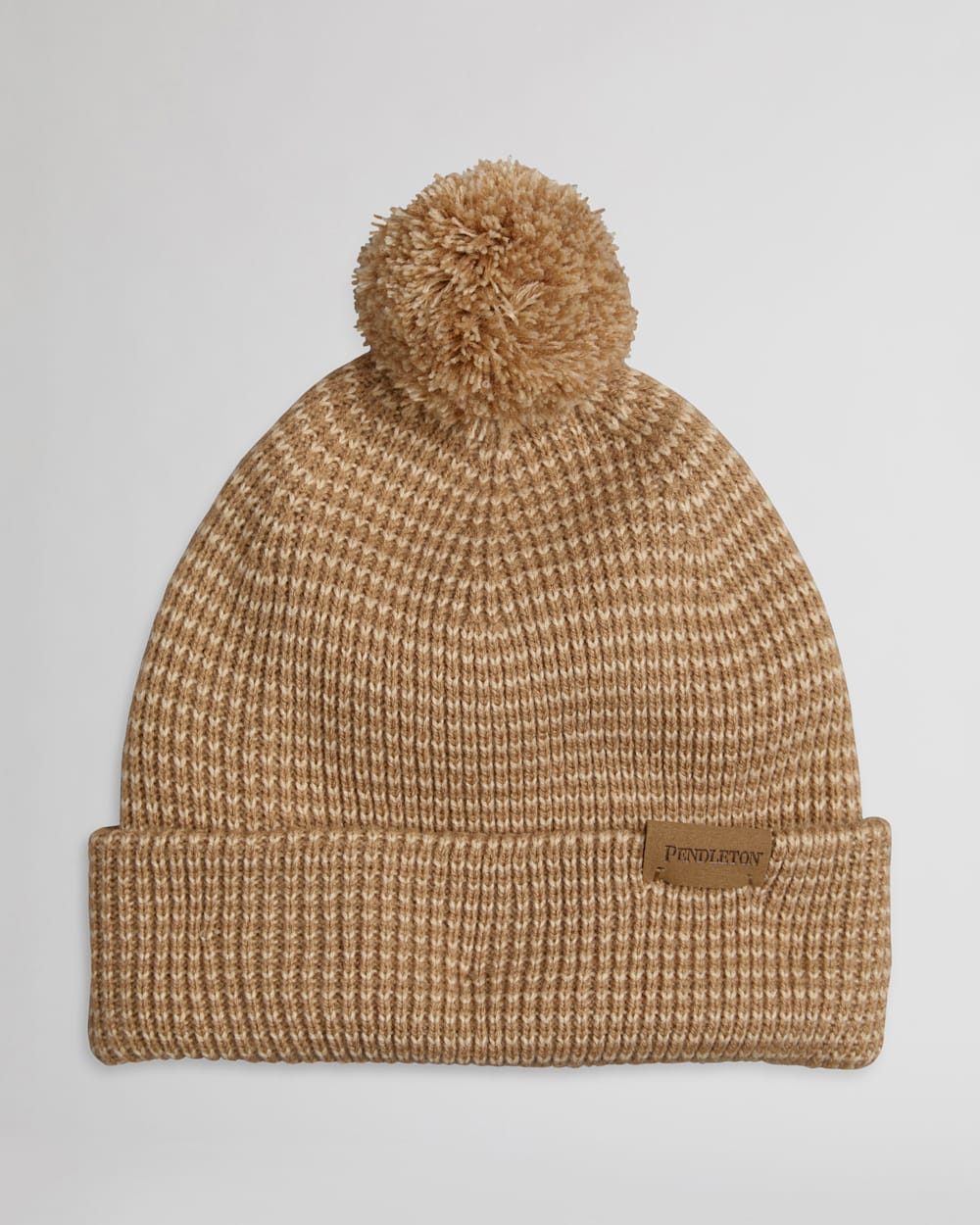 ALTERNATE VIEW OF POM POM BEANIE & TEXTING GLOVES SET IN TAN image number 2
