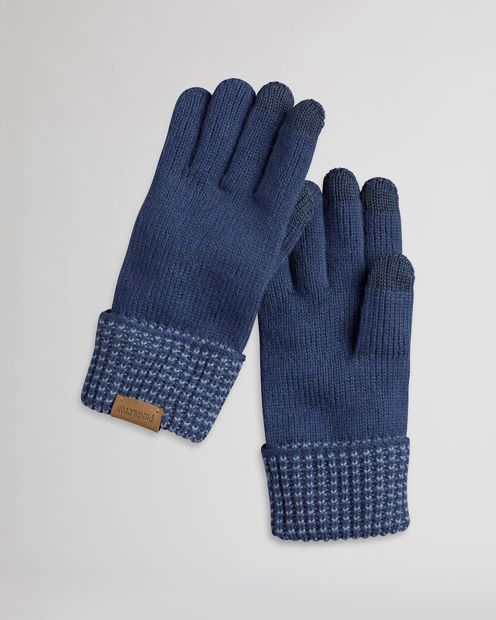ALTERNATE VIEW OF POM POM BEANIE & TEXTING GLOVES SET IN NAVY image number 3
