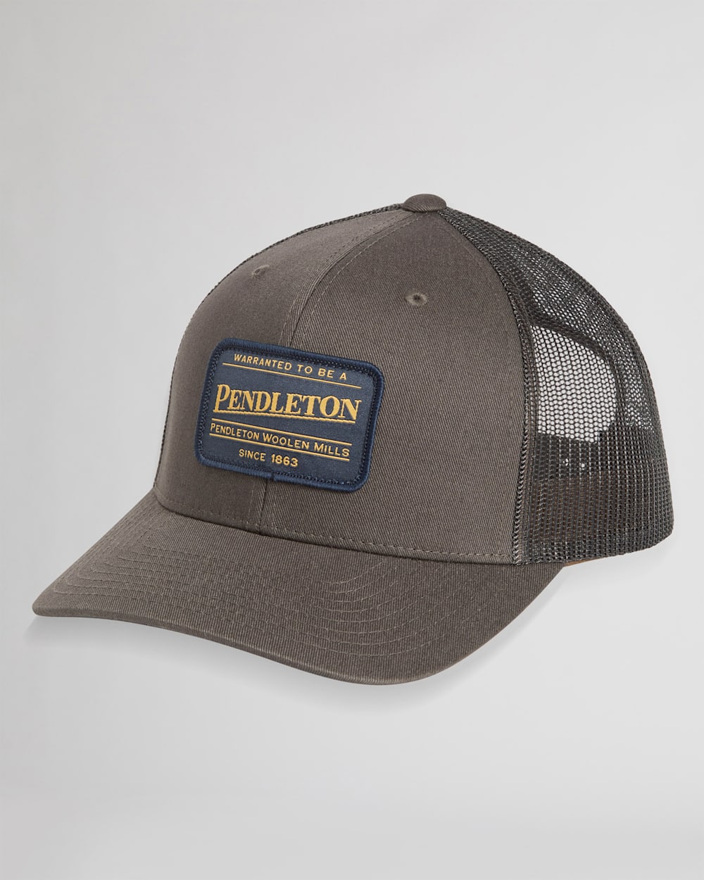 LARGE PATCH TRUCKER HAT IN DARK GREY image number 1