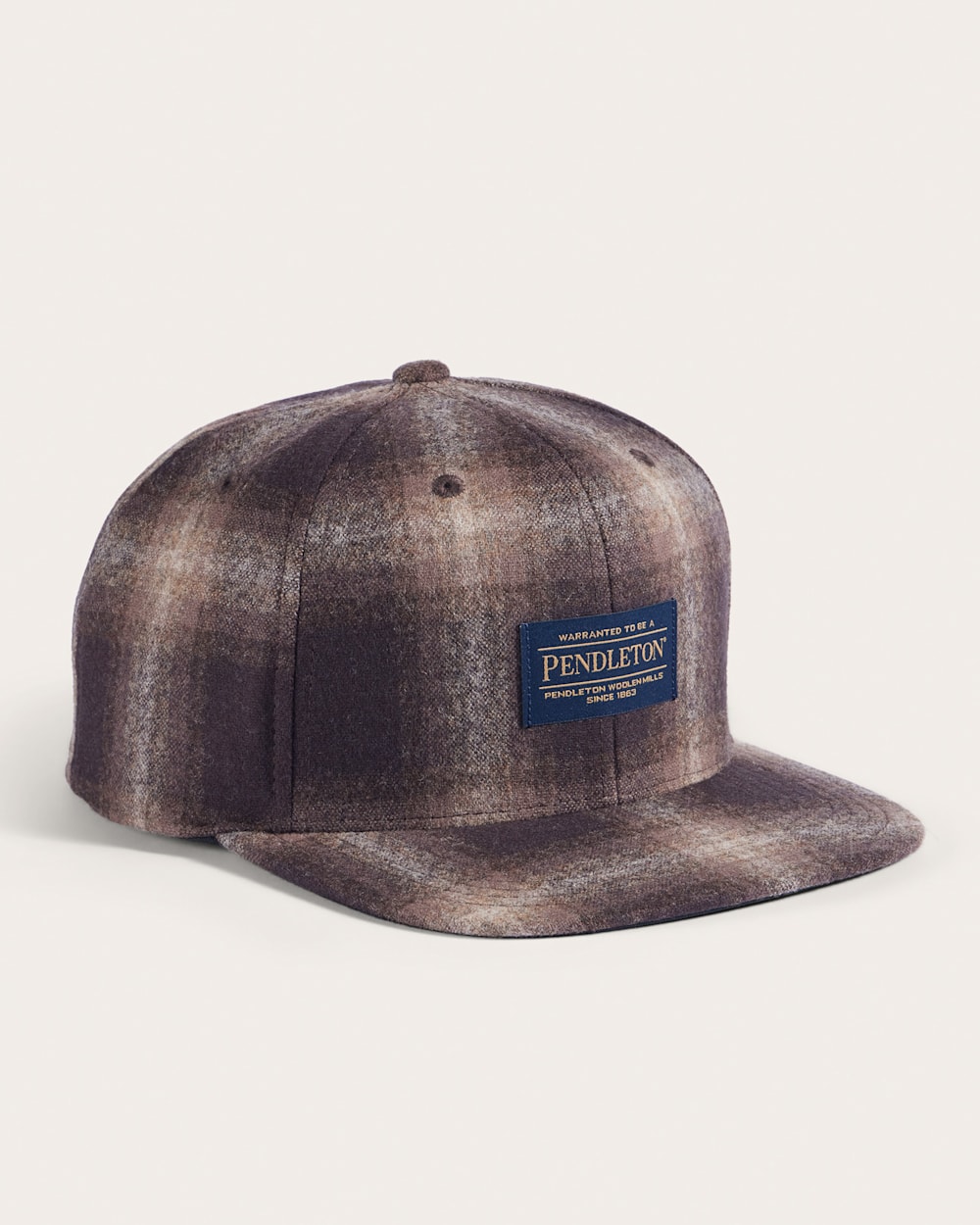 ALTERNATE VIEW OF PLAID FLAT BRIM HAT IN BROWN MIX OMBRE image number 1