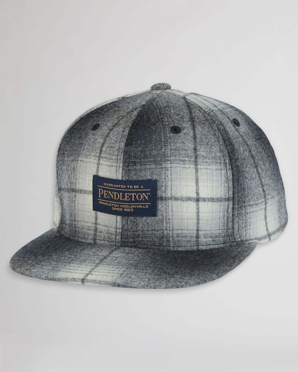 PLAID FLAT BRIM HAT IN WHITE/BLACK OMBRE image number 1
