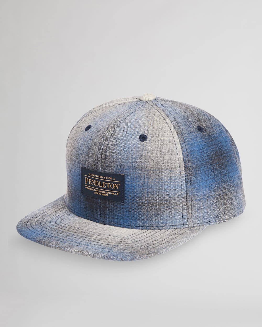 PLAID FLAT BRIM HAT IN BLUE/GREY MIX OMBRE image number 1