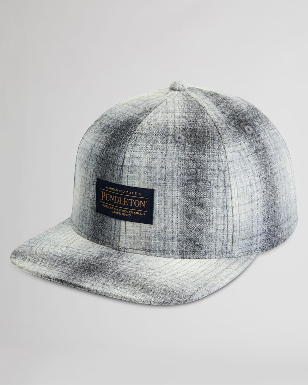 PLAID FLAT BRIM HAT IN GREY MIX OMBRE image number 1