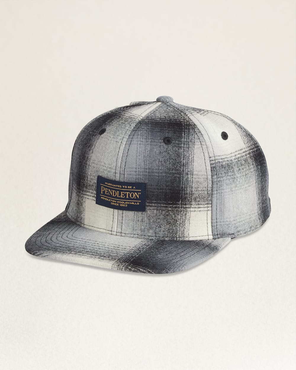 PLAID FLAT BRIM HAT IN TAN/SLATE OMBRE image number 1