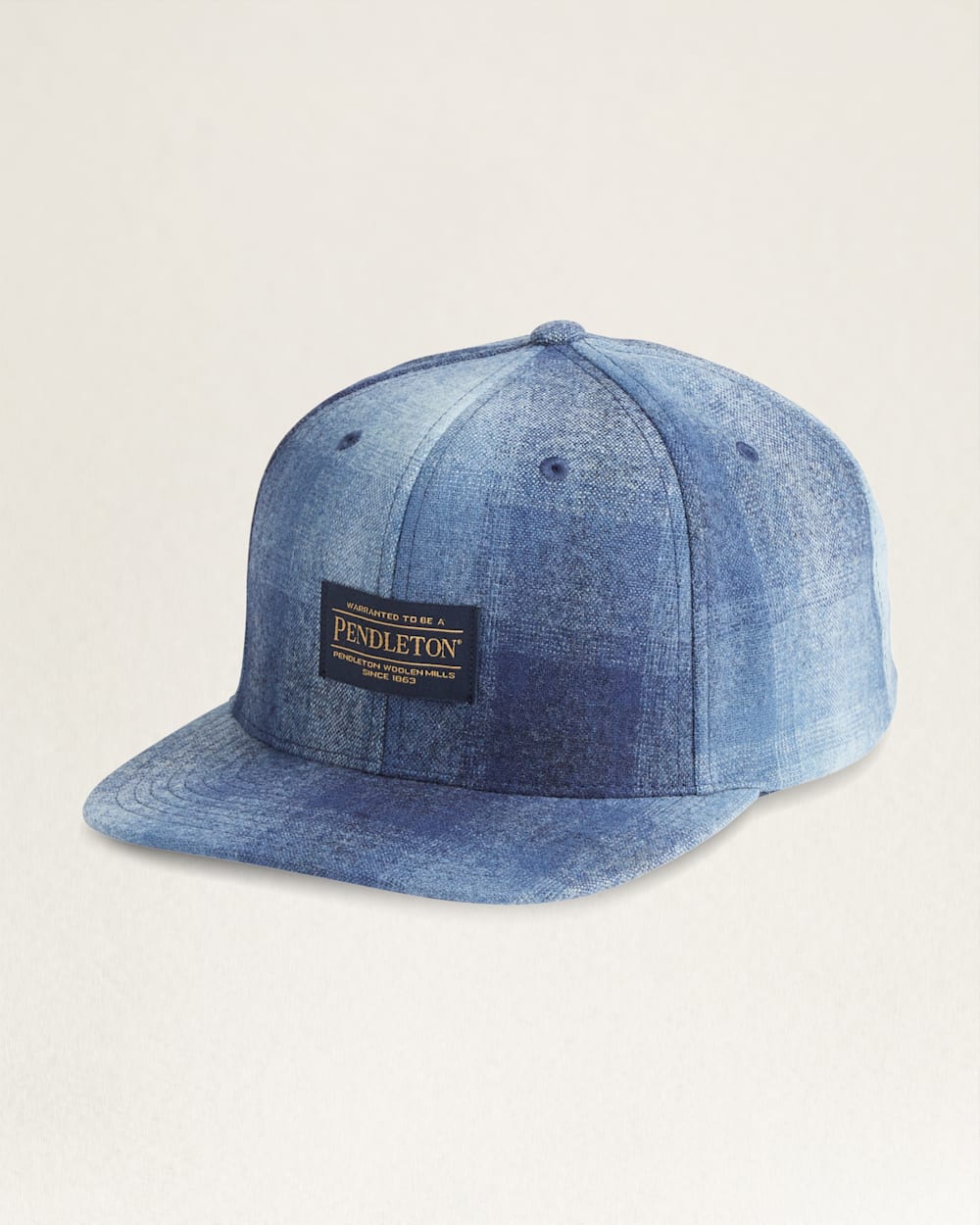 PLAID FLAT BRIM HAT IN NAVY MIX OMBRE image number 1