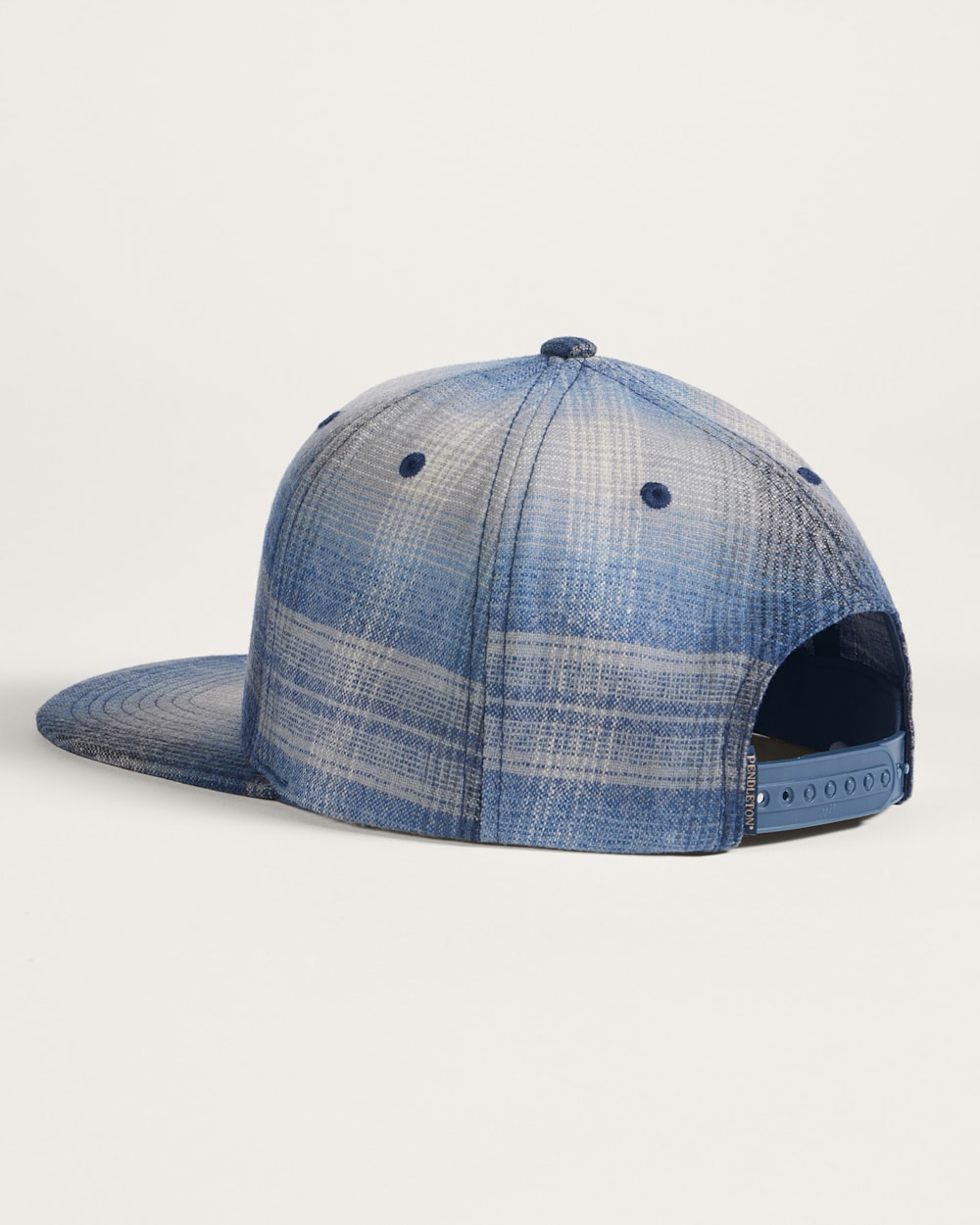 ALTERNATE VIEW OF PLAID FLAT BRIM HAT IN GREY/NAVY OMBRE image number 2