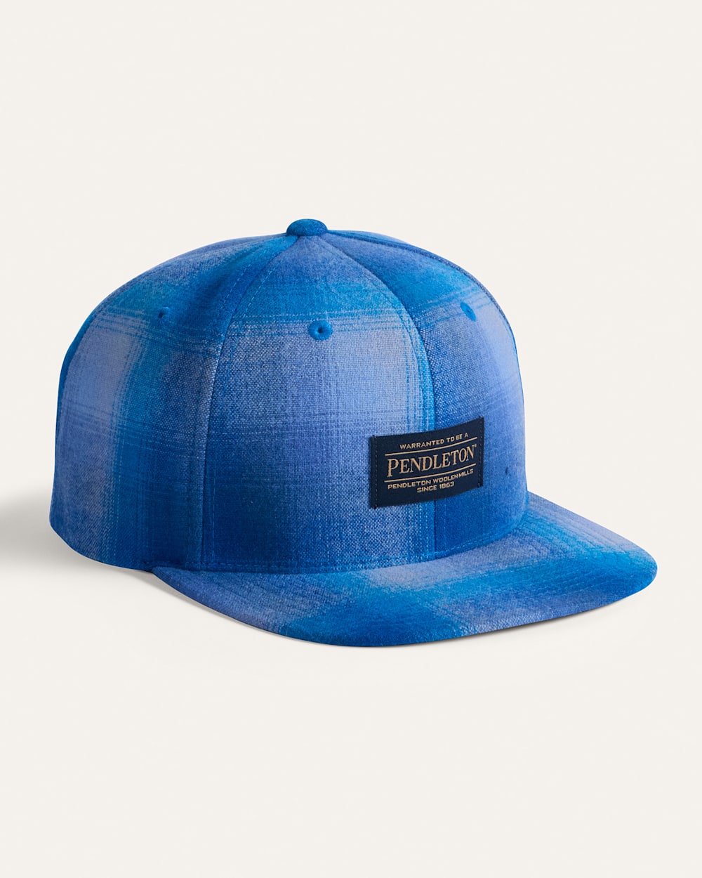 PLAID FLAT BRIM HAT IN BLUE OMBRE image number 1