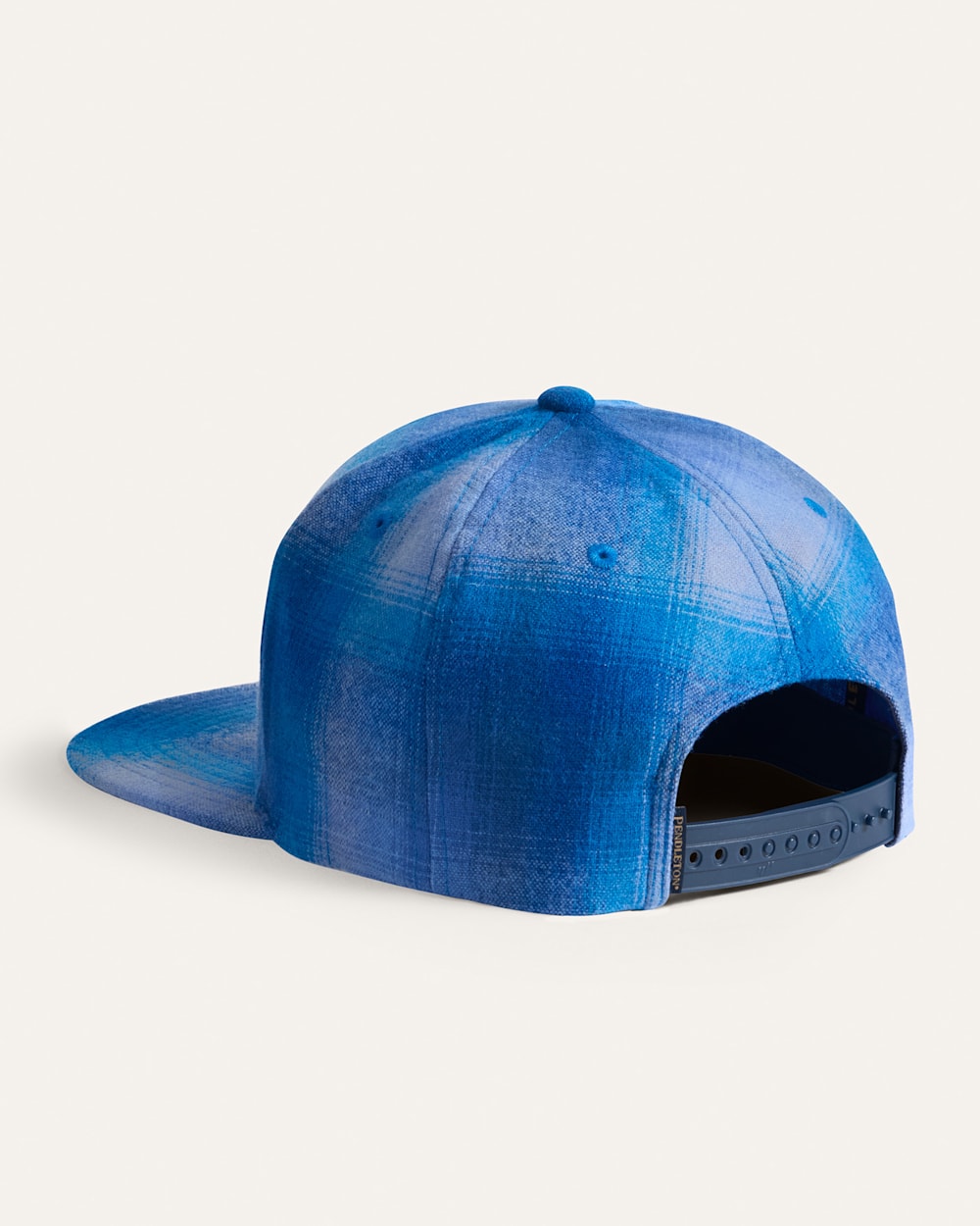 ALTERNATE VIEW OF PLAID FLAT BRIM HAT IN BLUE OMBRE image number 2