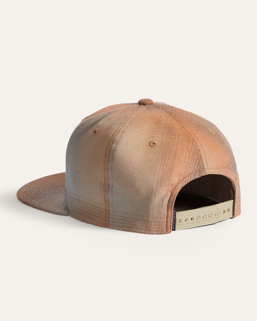 ALTERNATE VIEW OF PLAID FLAT BRIM HAT IN TAN/ORANGE OMBRE image number 2