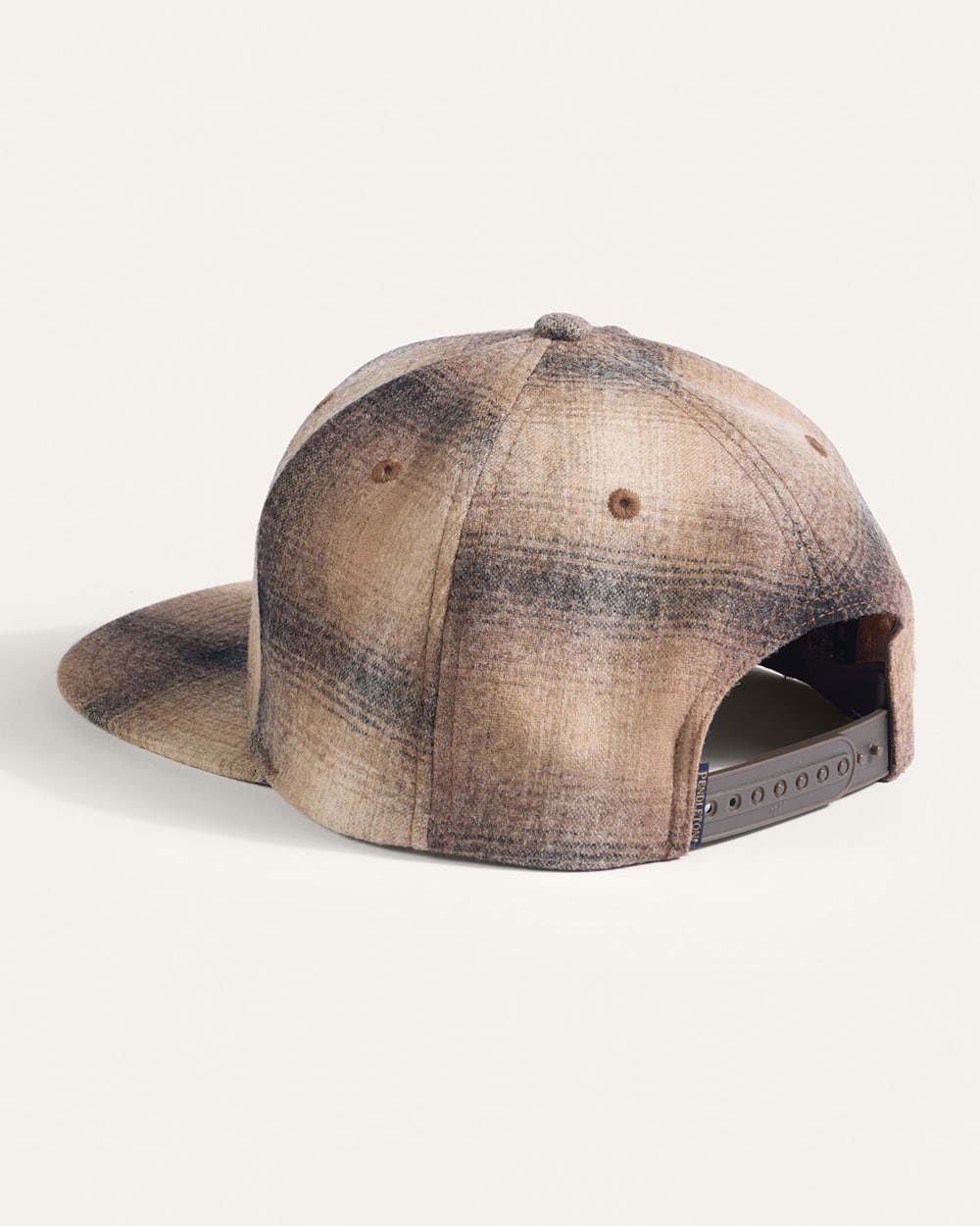ALTERNATE VIEW OF PLAID FLAT BRIM HAT IN TAN/TAUPE OMBRE image number 2