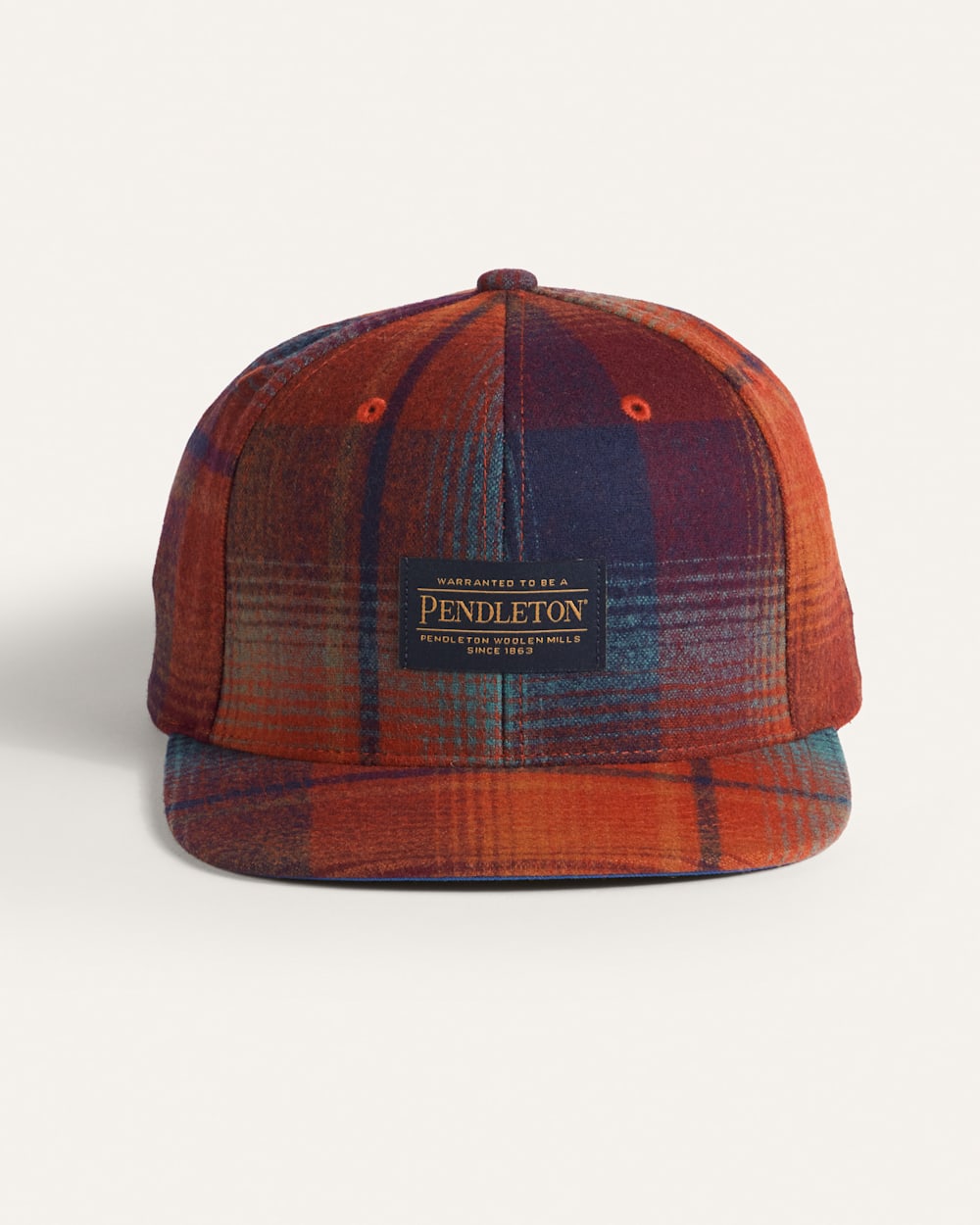ALTERNATE VIEW OF PLAID FLAT BRIM HAT IN MAROON/TEAL image number 3