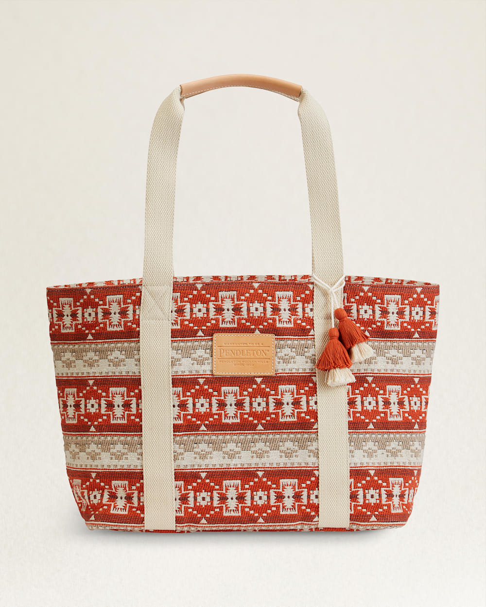 COPPER RIVER EVERYDAY COTTON TOTE IN BEIGE/CORAL image number 1