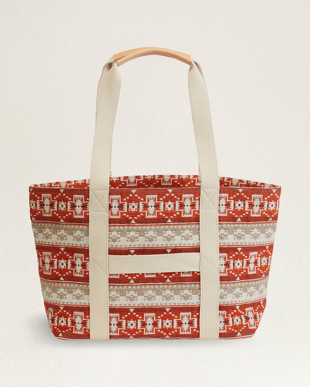 ALTERNATE VIEW OF COPPER RIVER EVERYDAY COTTON TOTE IN BEIGE/CORAL image number 2