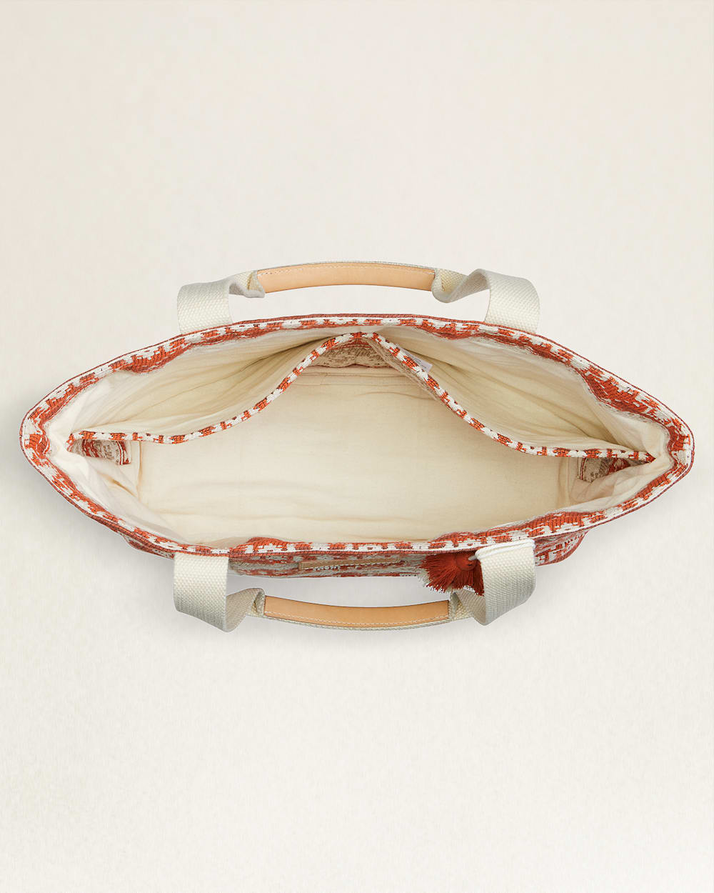 ALTERNATE VIEW OF COPPER RIVER EVERYDAY COTTON TOTE IN BEIGE/CORAL image number 3