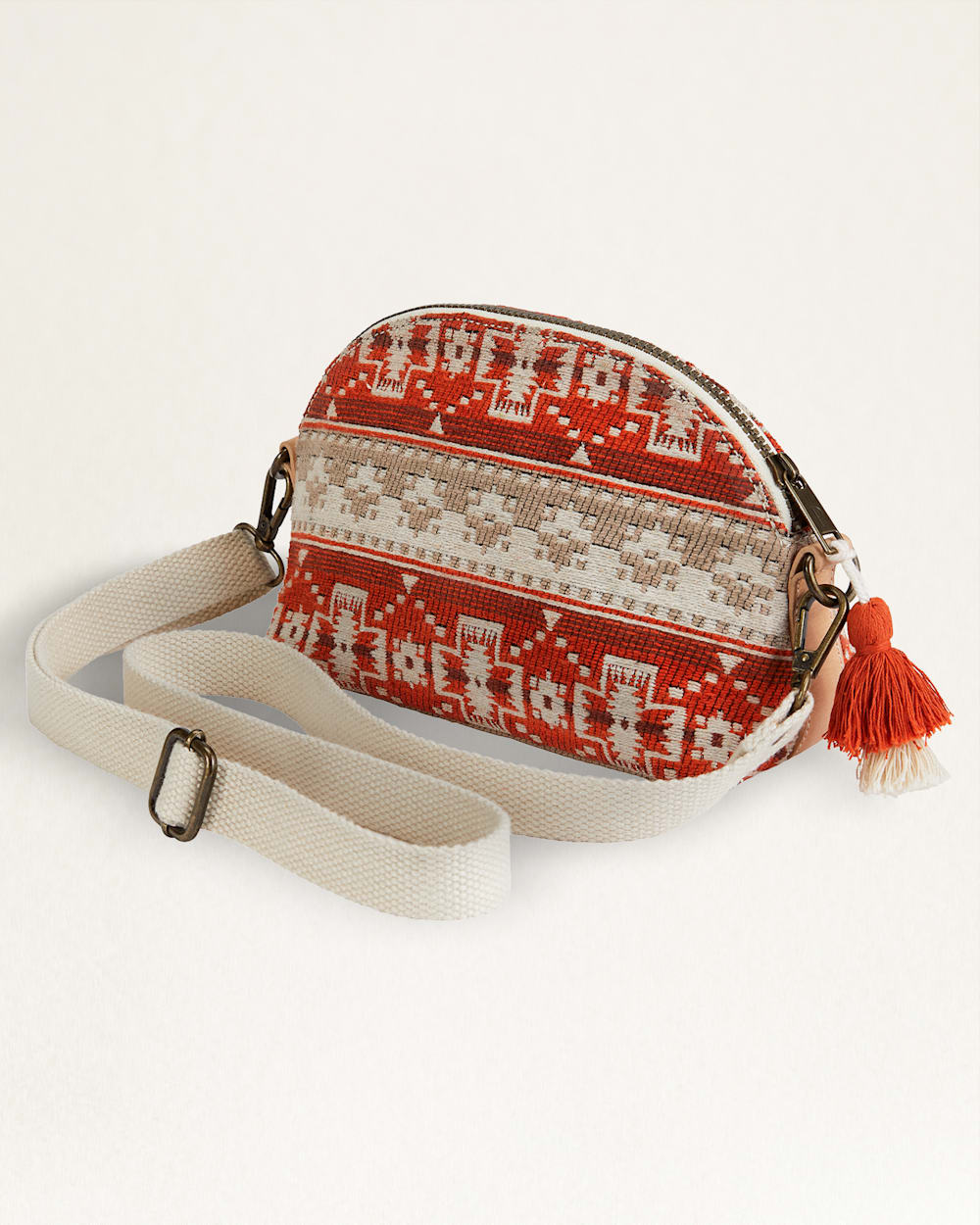 ALTERNATE VIEW OF COPPER RIVER COTTON DOME CROSSBODY IN BEIGE/CORAL image number 2
