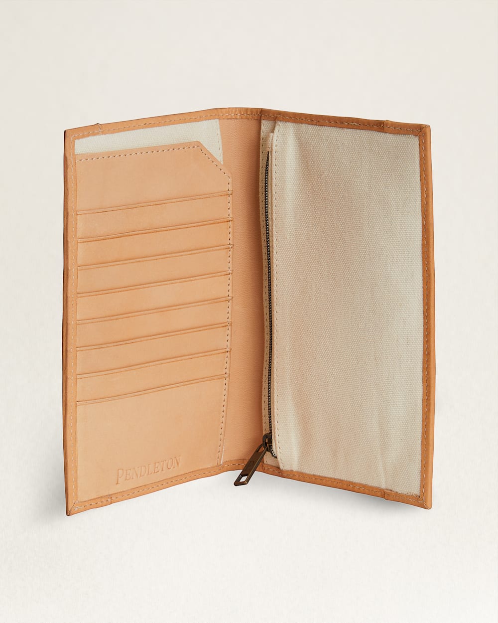 ALTERNATE VIEW OF COPPER RIVER COTTON SECRETARY WALLET IN BEIGE/CORAL image number 3