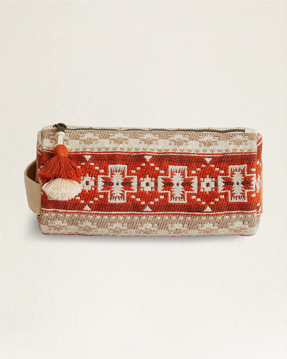 COPPER RIVER COTTON COSMETIC BAG IN BEIGE/CORAL image number 1