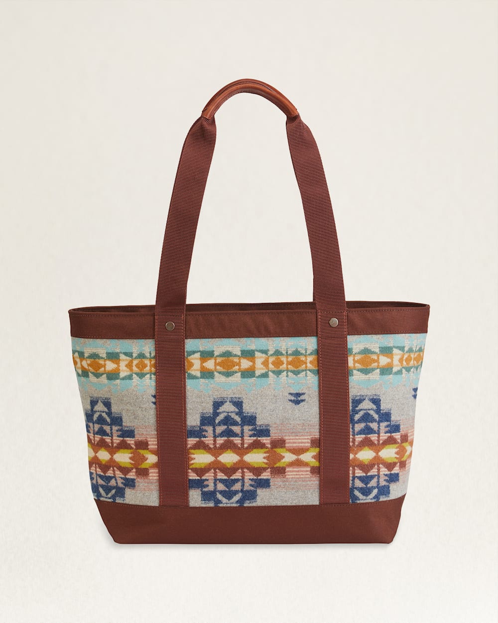 ALTERNATE VIEW OF DESERT DAWN WOOL/LEATHER ZIP TOTE IN TAN MIX image number 2