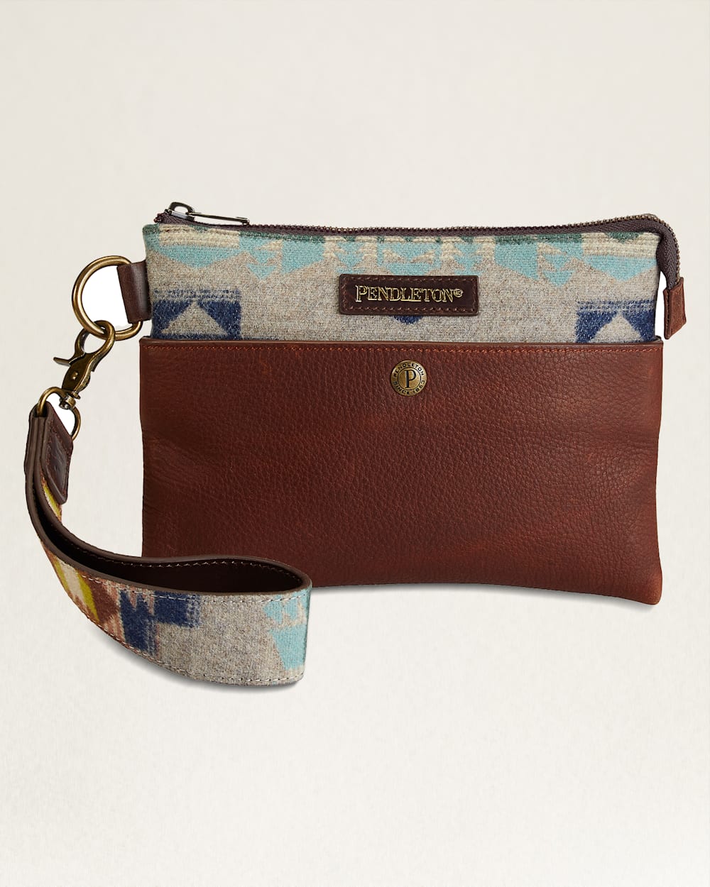 DESERT DAWN WOOL/LEATHER CLUTCH IN TAN MIX image number 1