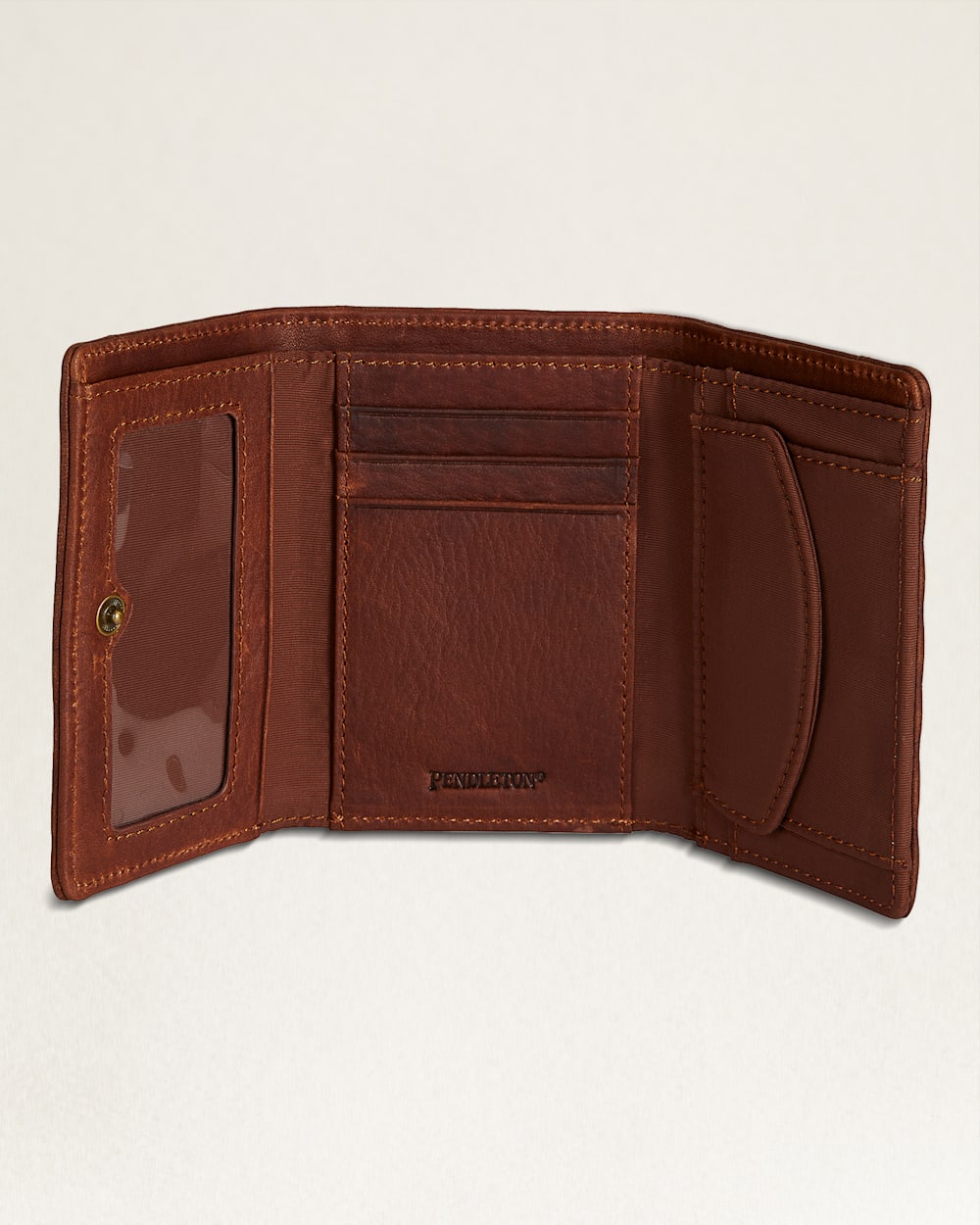 ALTERNATE VIEW OF DESERT DAWN TRIFOLD WALLET IN TAN MIX image number 2
