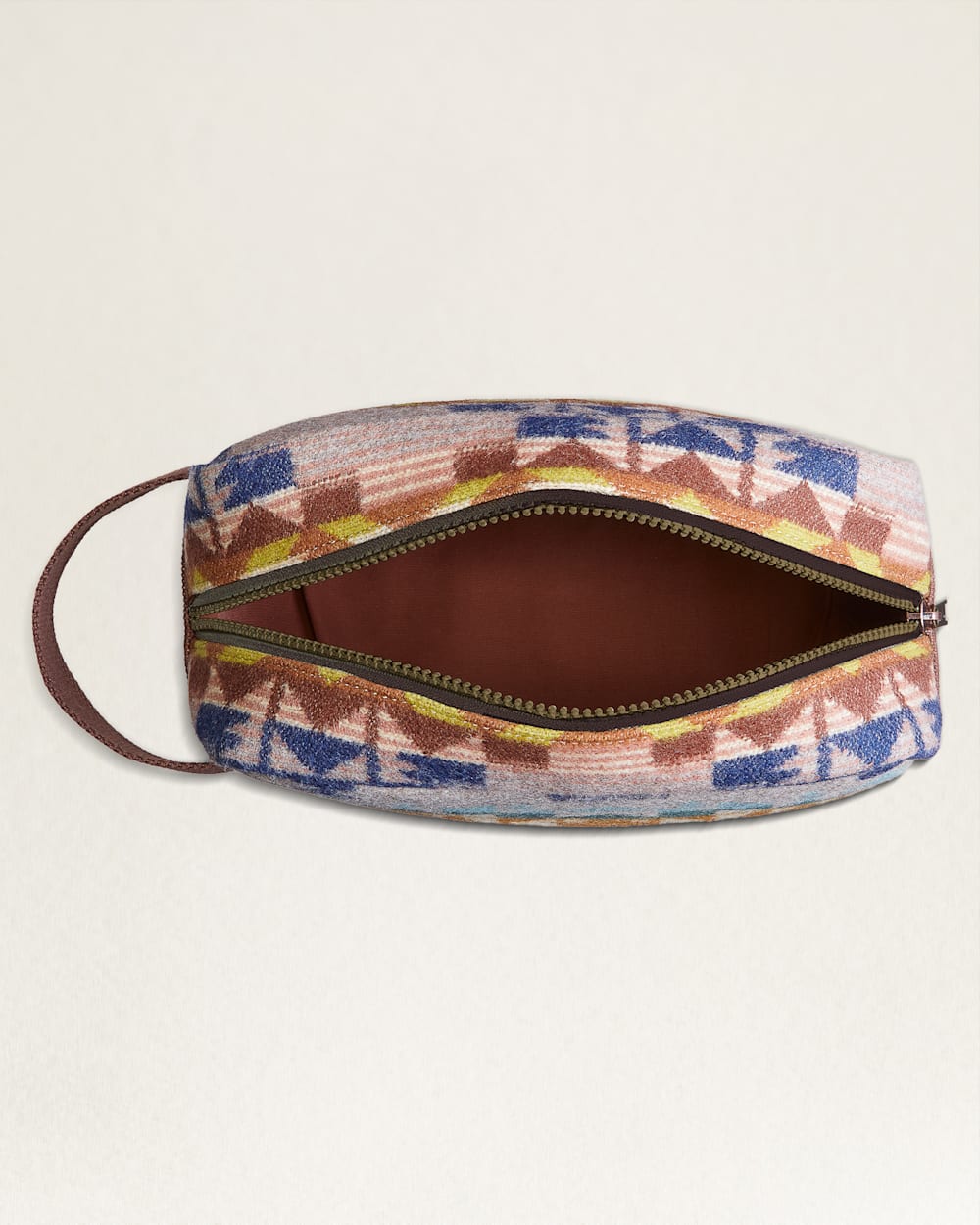 ALTERNATE VIEW OF DESERT DAWN WOOL/LEATHER CARRYALL POUCH IN TAN MIX image number 3