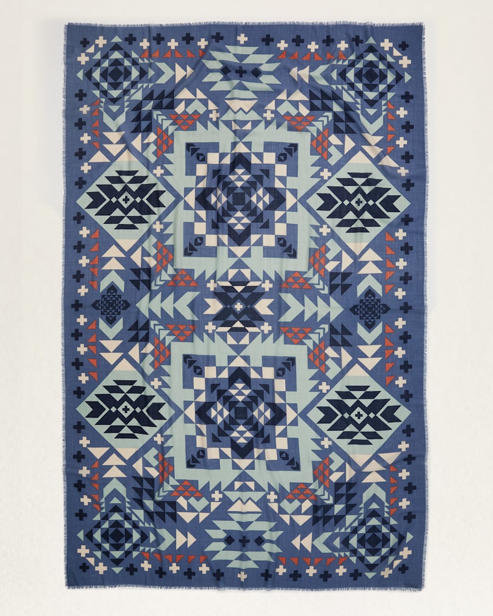 FLAT VIEW OF OPAL SPRINGS FEATHERWEIGHT WOOL SCARF IN DENIM image number 2