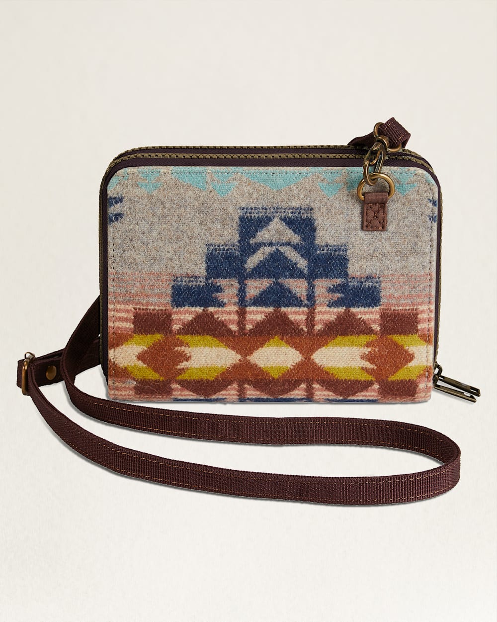 ALTERNATE VIEW OF DESERT DAWN WOOL/LEATHER CROSSBODY ORGANIZER IN TAN MIX image number 2