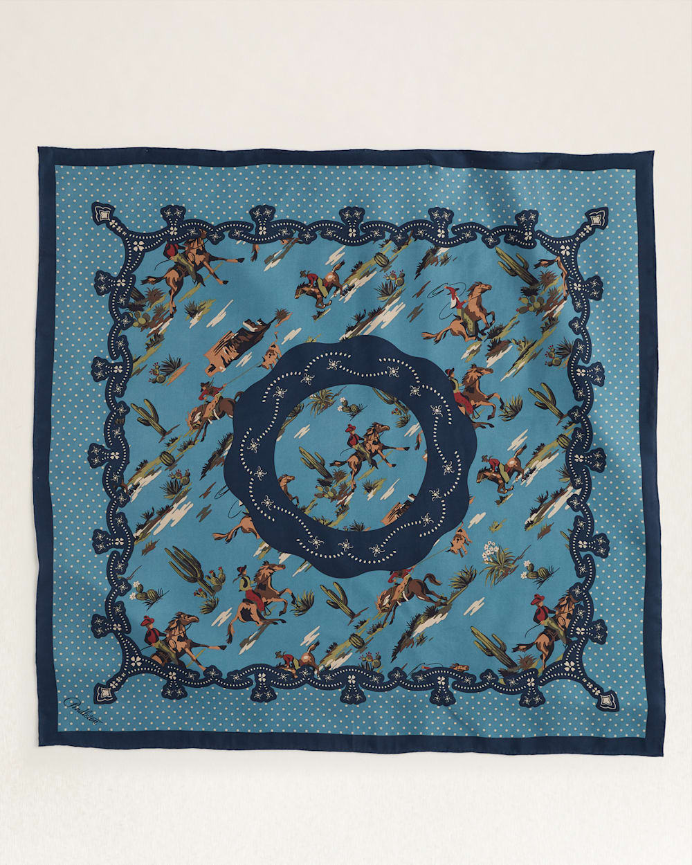 DESERT RIDERS SILK SCARF IN BLUE image number 1