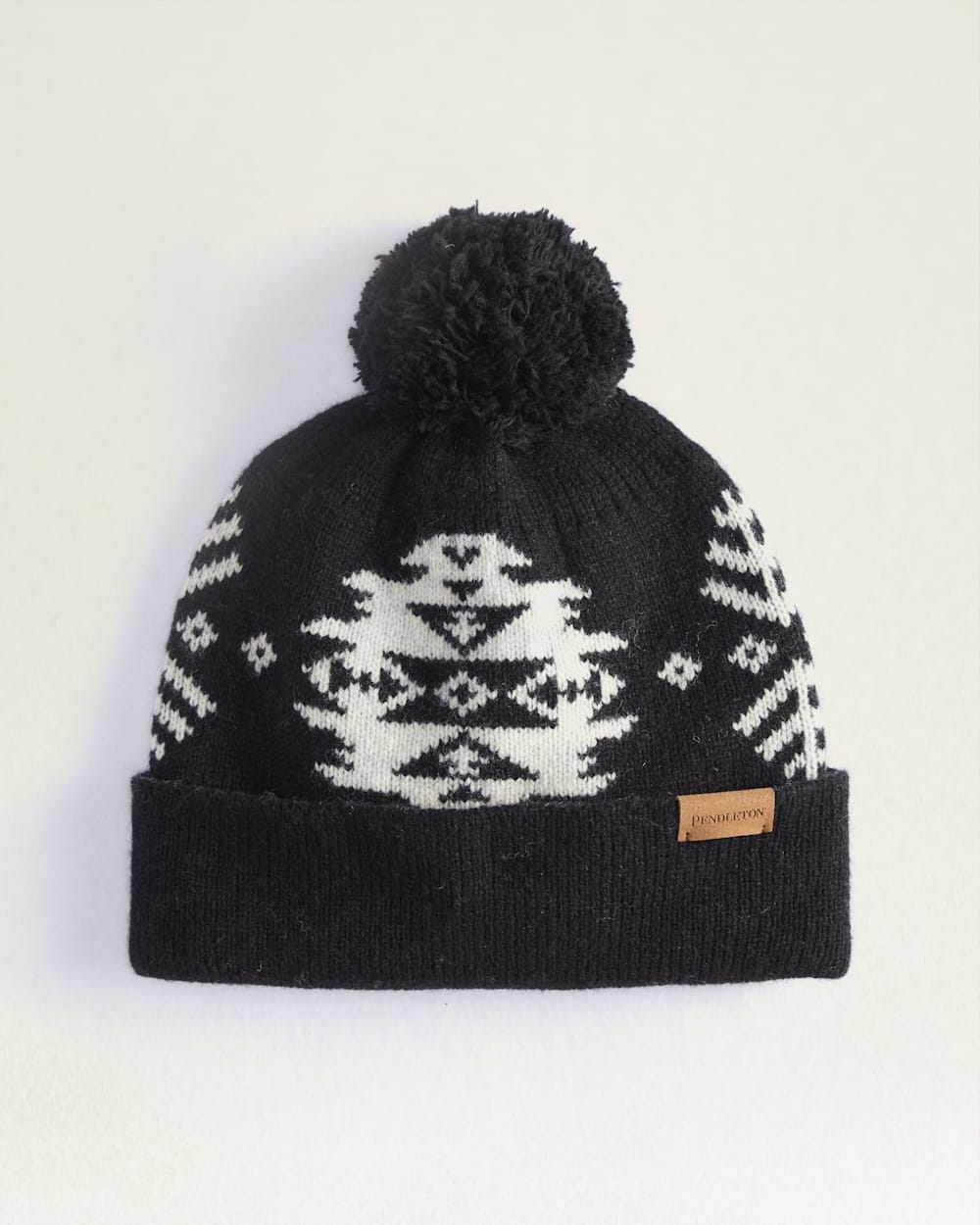 LAMBSWOOL HAT WITH POM POM IN BLACK LUMINARIA image number 1