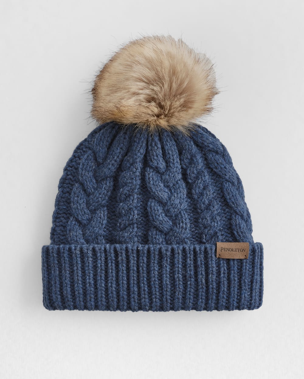 CABLE KNIT LAMBSWOOL BEANIE IN INDIGO image number 1