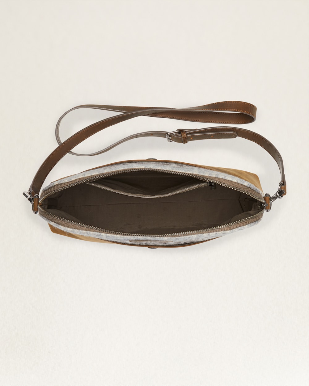 ALTERNATE VIEW OF HARDING STAR WOOL/LEATHER CROSSBODY BAG IN GREY MIX image number 3