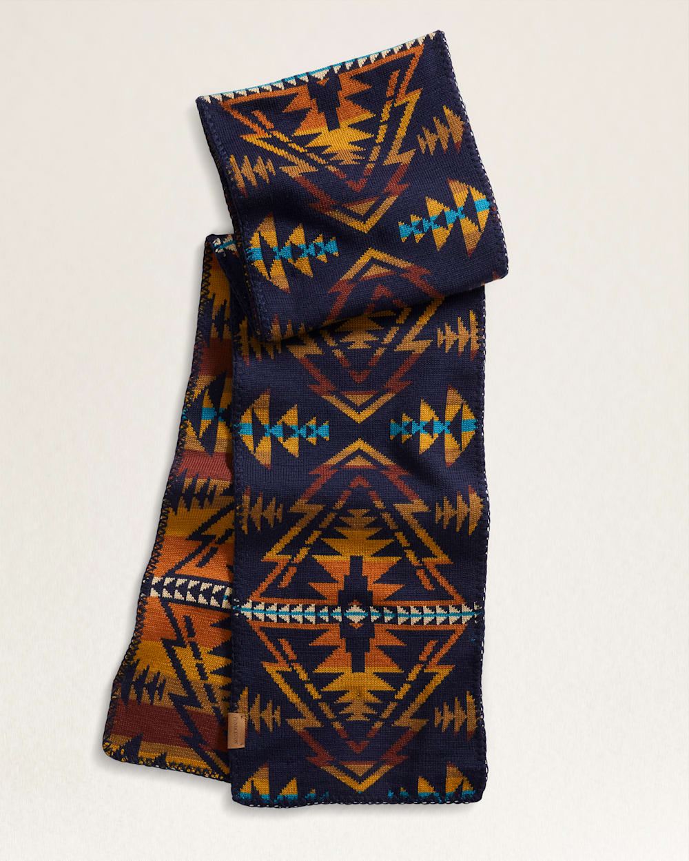 MERINO KNIT SCARF IN NAVY TRAPPER PEAK image number 1