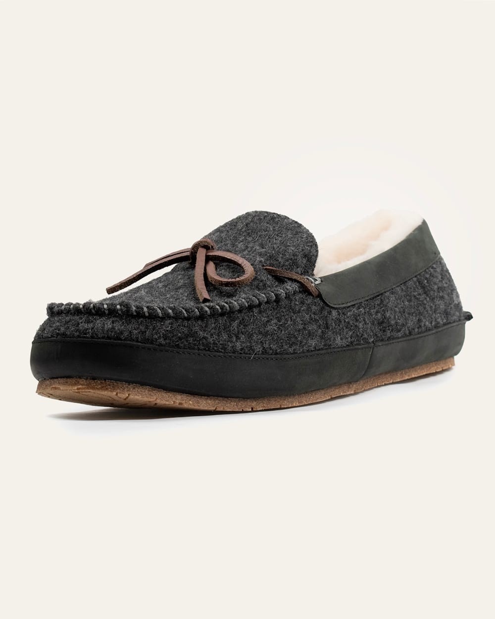 MEN'S WOOL MOC SLIPPERS IN CHARCOAL image number 1