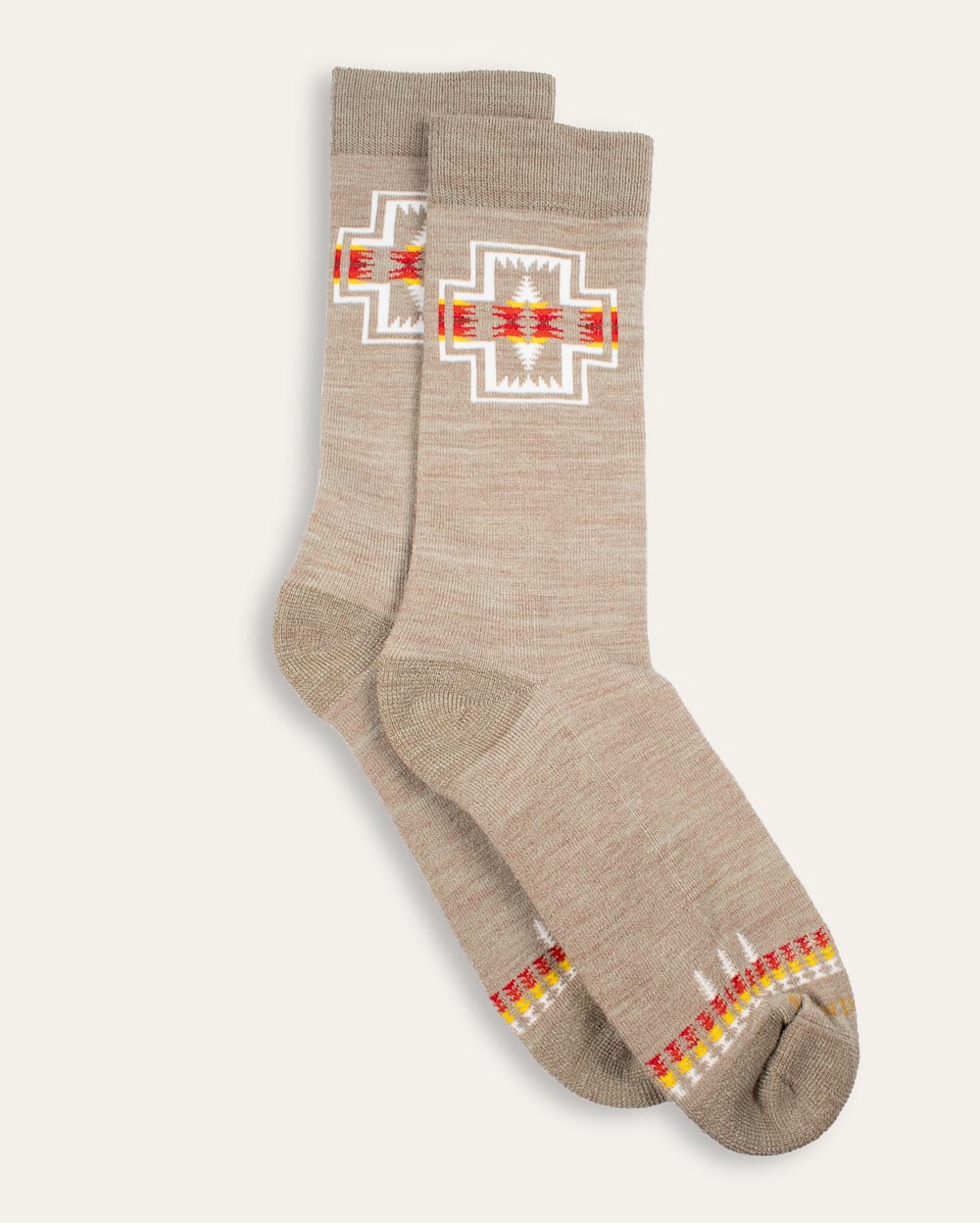 HARDING ICON MERINO WOOL CREW SOCKS IN TAN image number 1