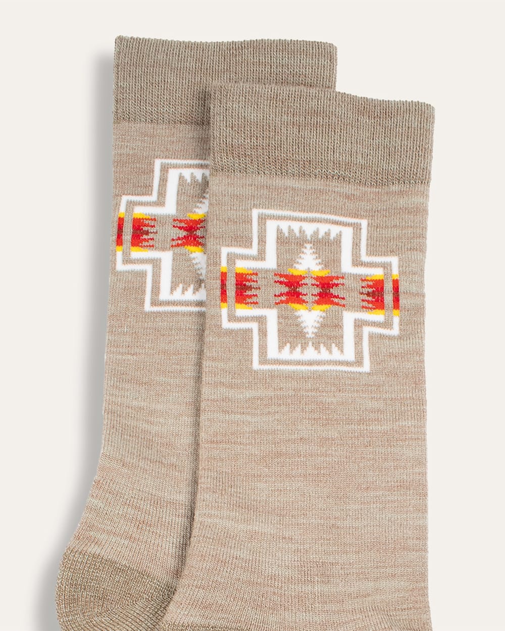 HARDING ICON MERINO WOOL CREW SOCKS IN TAN image number 2