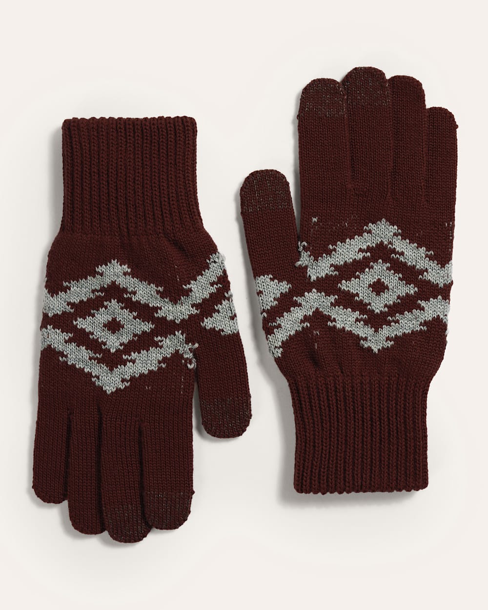 ALTERNATE VIEW OF MERINO KNIT TEXTING GLOVES AND BEANIE SET IN CROWN POINT RED image number 2