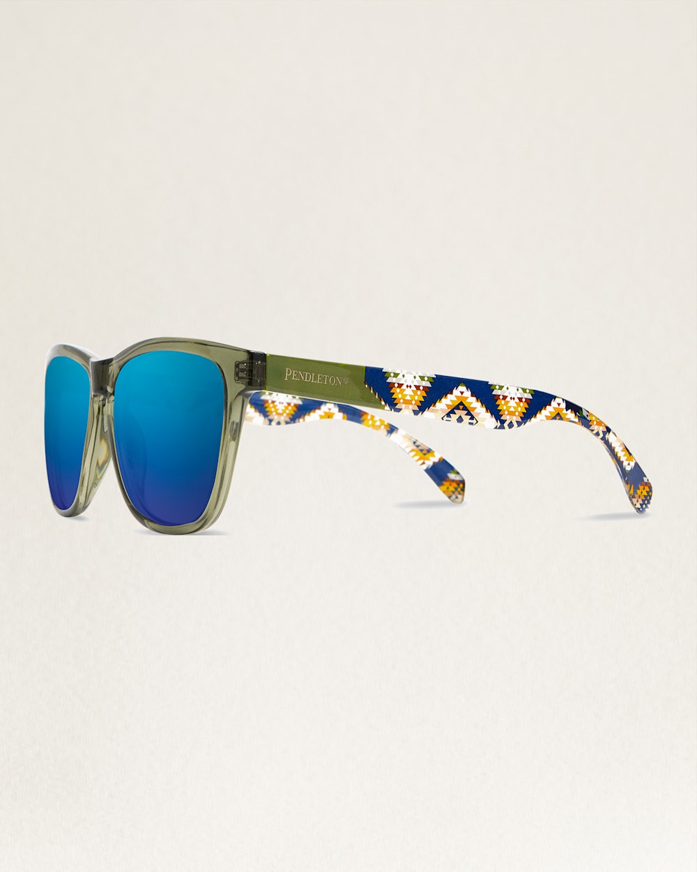 ALTERNATE VIEW OF SHWOOD X PENDLETON KEGON POLARIZED SUNGLASSES IN EMERALD CRYSTAL/NAVY TRAIL image number 3