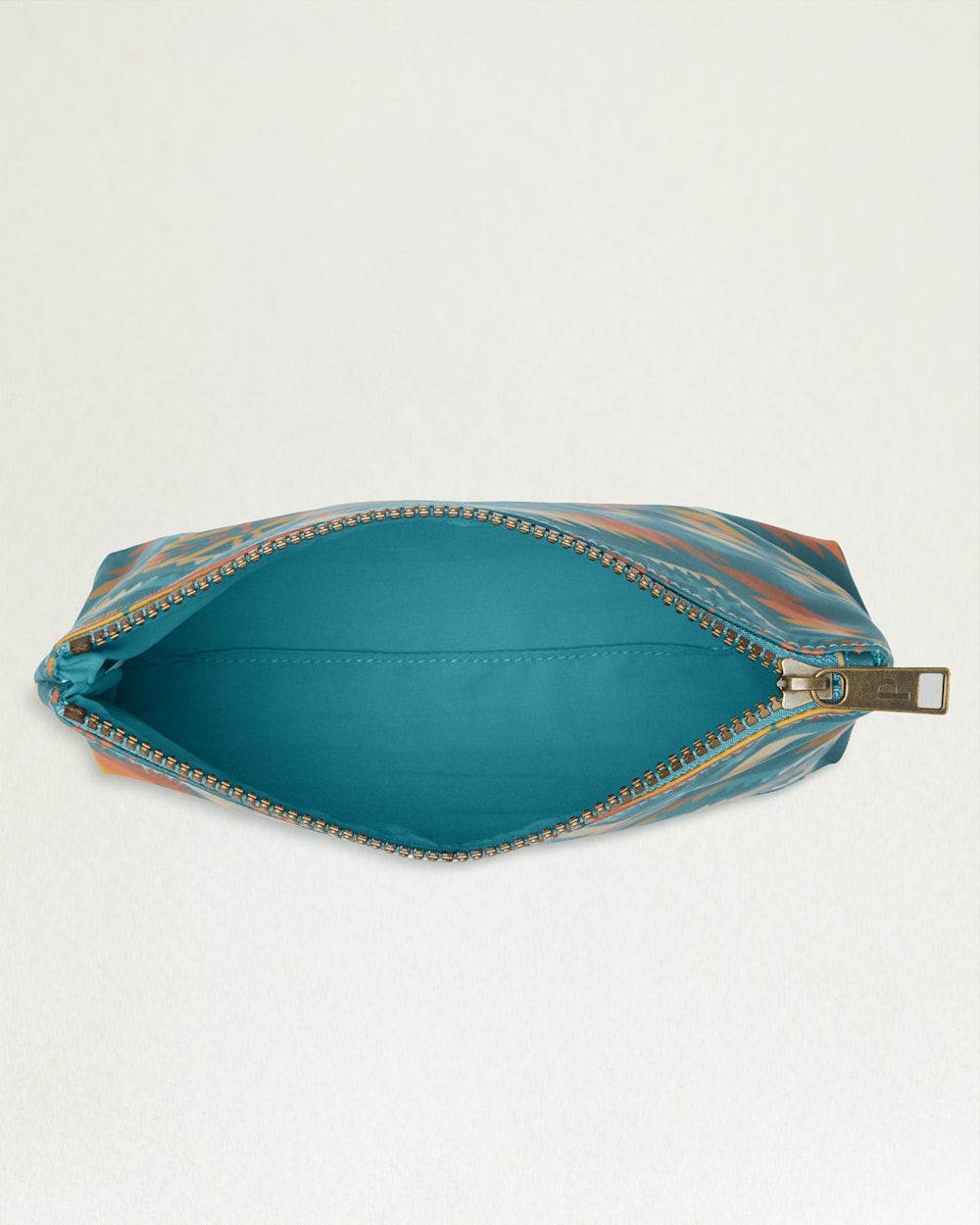 ALTERNATE VIEW OF SUMMERLAND BRIGHT CANOPY CANVAS ZIP POUCH IN TURQUOISE image number 3