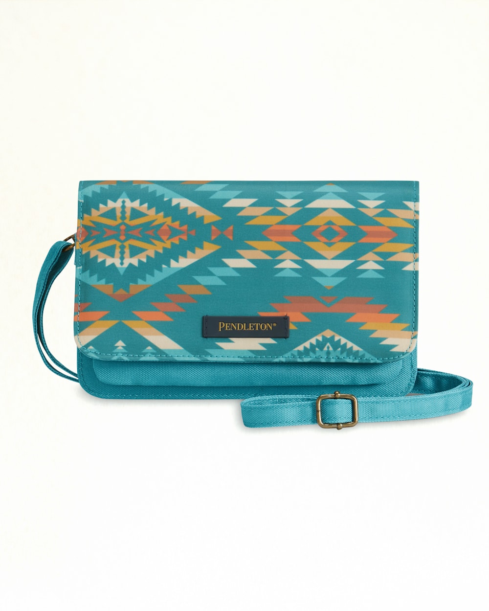 SUMMERLAND BRIGHT CANOPY CANVAS CROSSBODY WALLET IN TURQUOISE image number 1