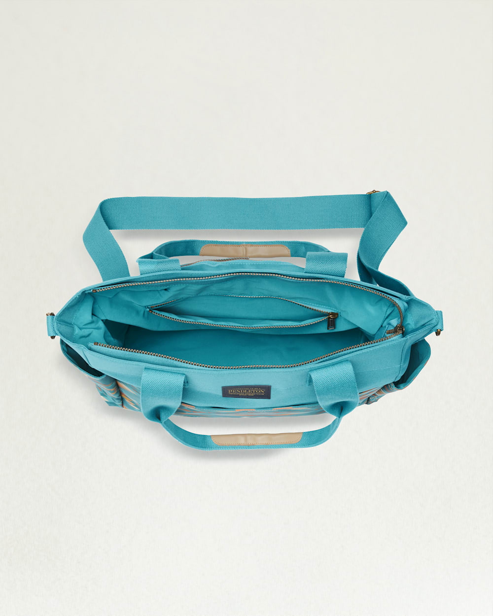 ALTERNATE VIEW OF SUMMERLAND BRIGHT CANOPY CANVAS SUPER TOTE IN TURQUOISE image number 3