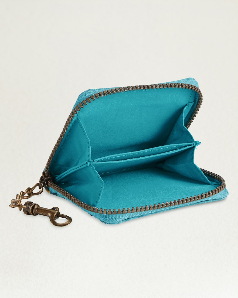 ALTERNATE VIEW OF SUMMERLAND BRIGHT CANOPY CANVAS KEYCHAIN WALLET IN TURQUOISE image number 3
