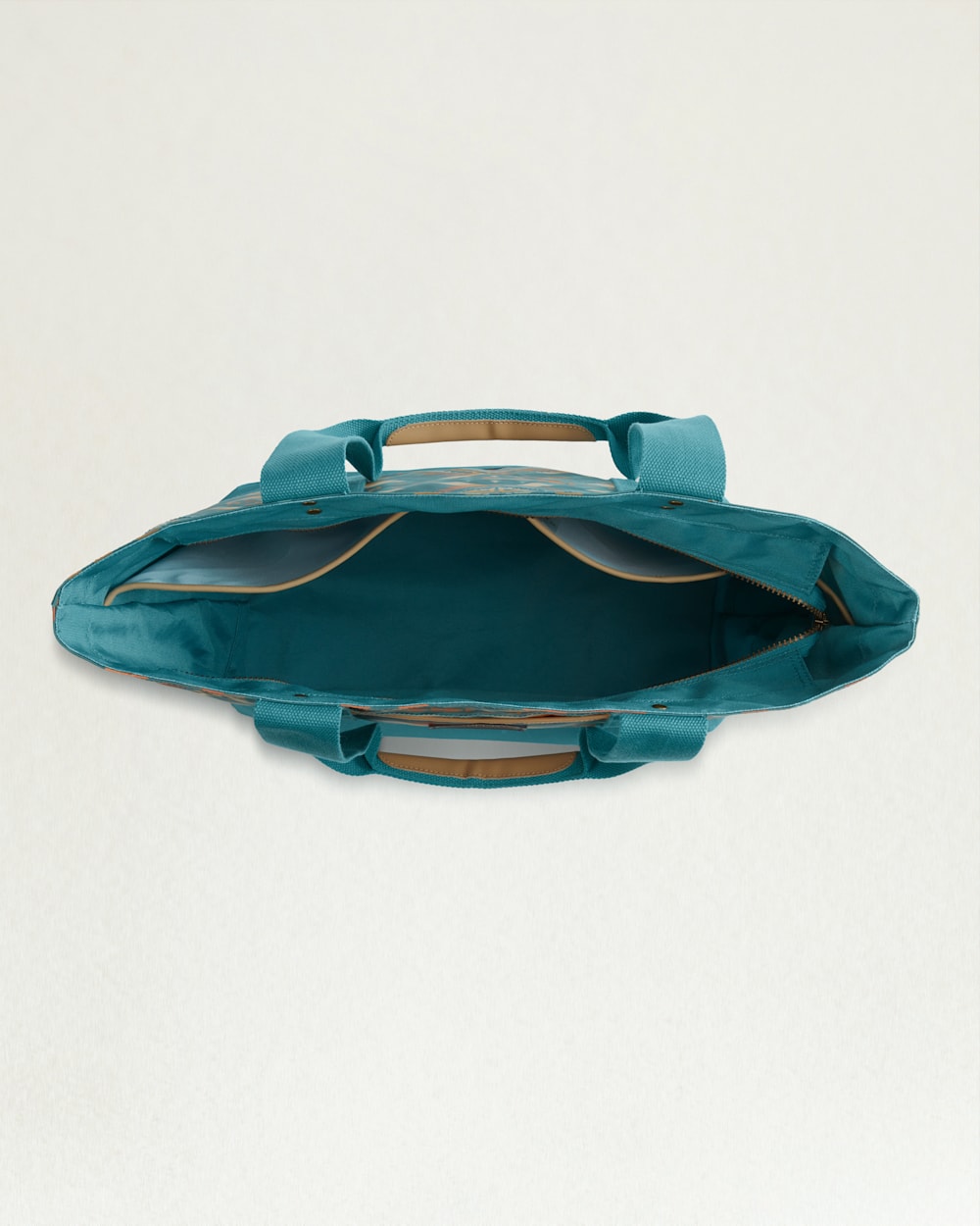 ALTERNATE VIEW OF SUMMERLAND BRIGHT CANOPY CANVAS TOTE IN TURQUOISE image number 3