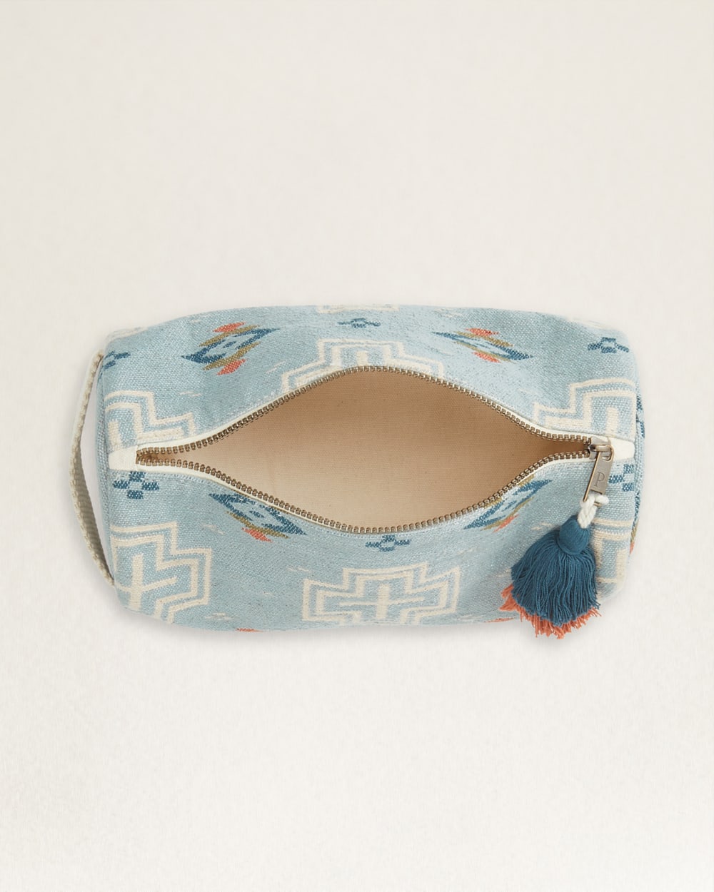ALTERNATE VIEW OF SAN MARINO COTTON COSMETIC BAG IN LIGHT BLUE image number 3