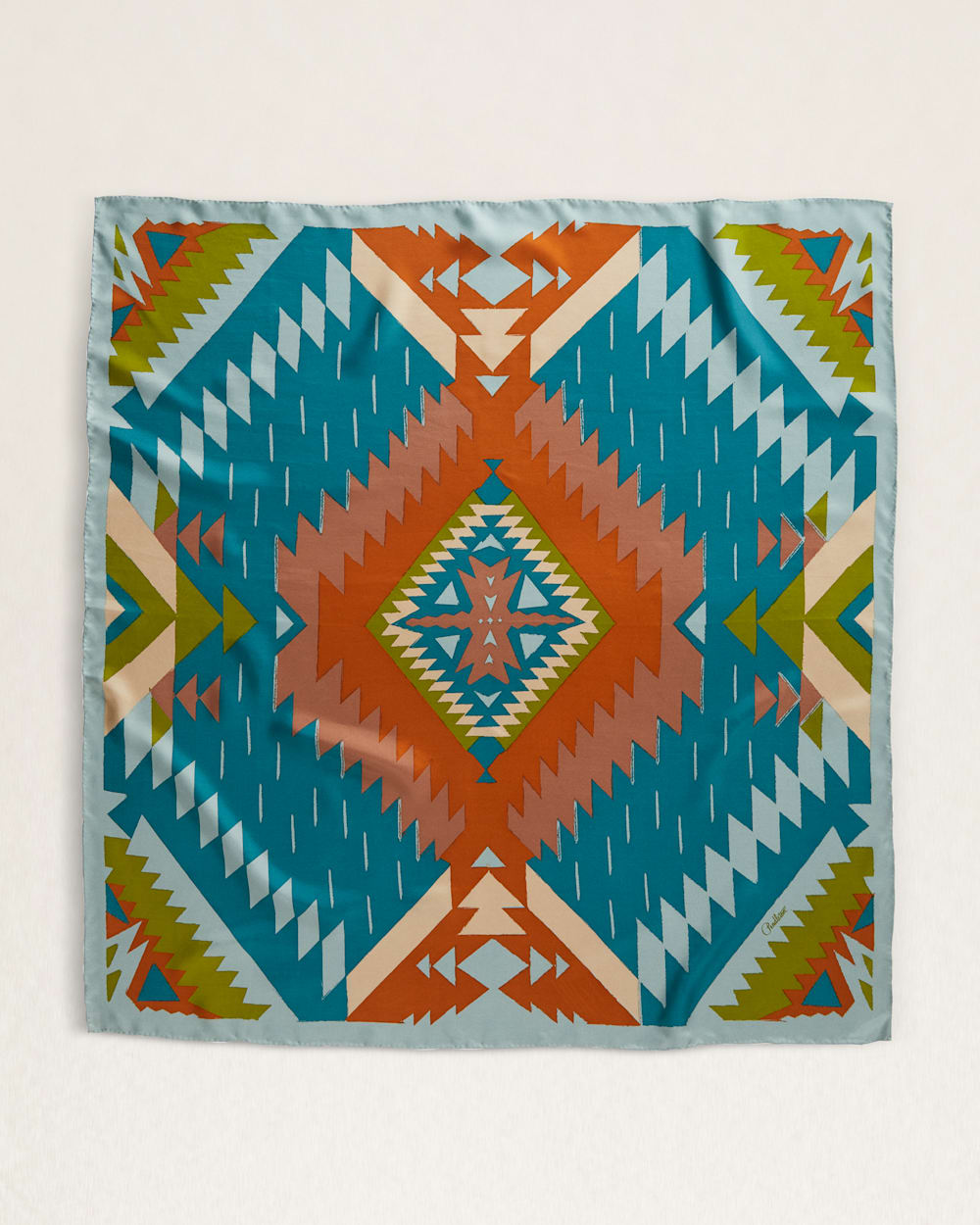 ALTERNATE VIEW OF HIGHLAND PEAK SILK SCARF IN TURQUOISE MULTI image number 2