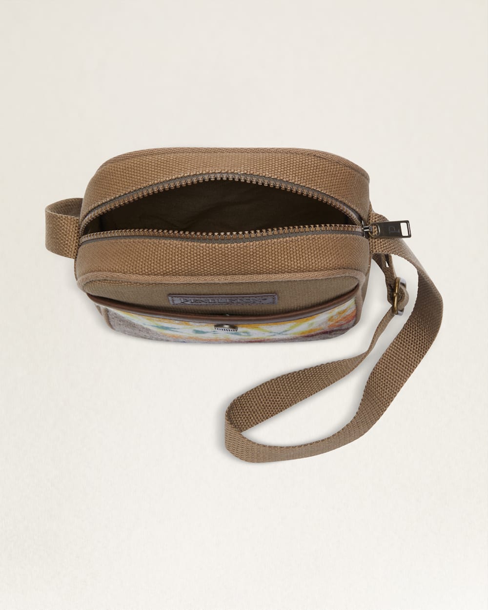 INSIDE VIEW OF HIGHLAND PEAK CROSSBODY SATCHEL IN TAN MULTI image number 2