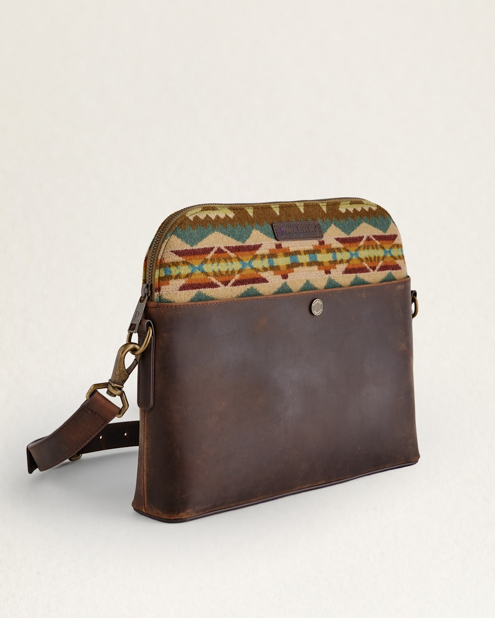 ALTERNATE VIEW OF SOLSTICE CANYON WOOL/LEATHER CROSSBODY IN BROWN MULTI image number 3