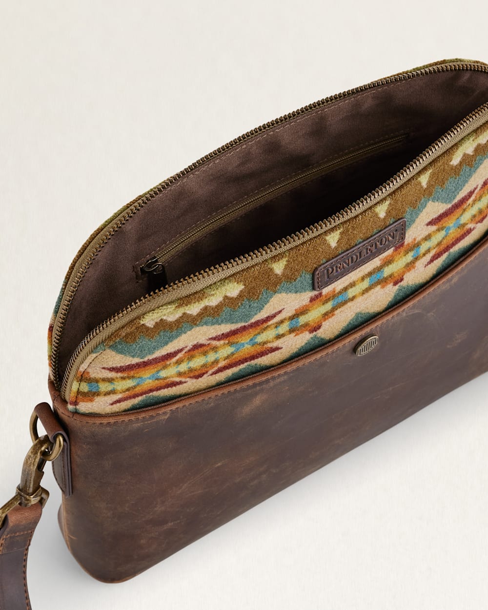 ALTERNATE VIEW OF SOLSTICE CANYON WOOL/LEATHER CROSSBODY IN BROWN MULTI image number 4