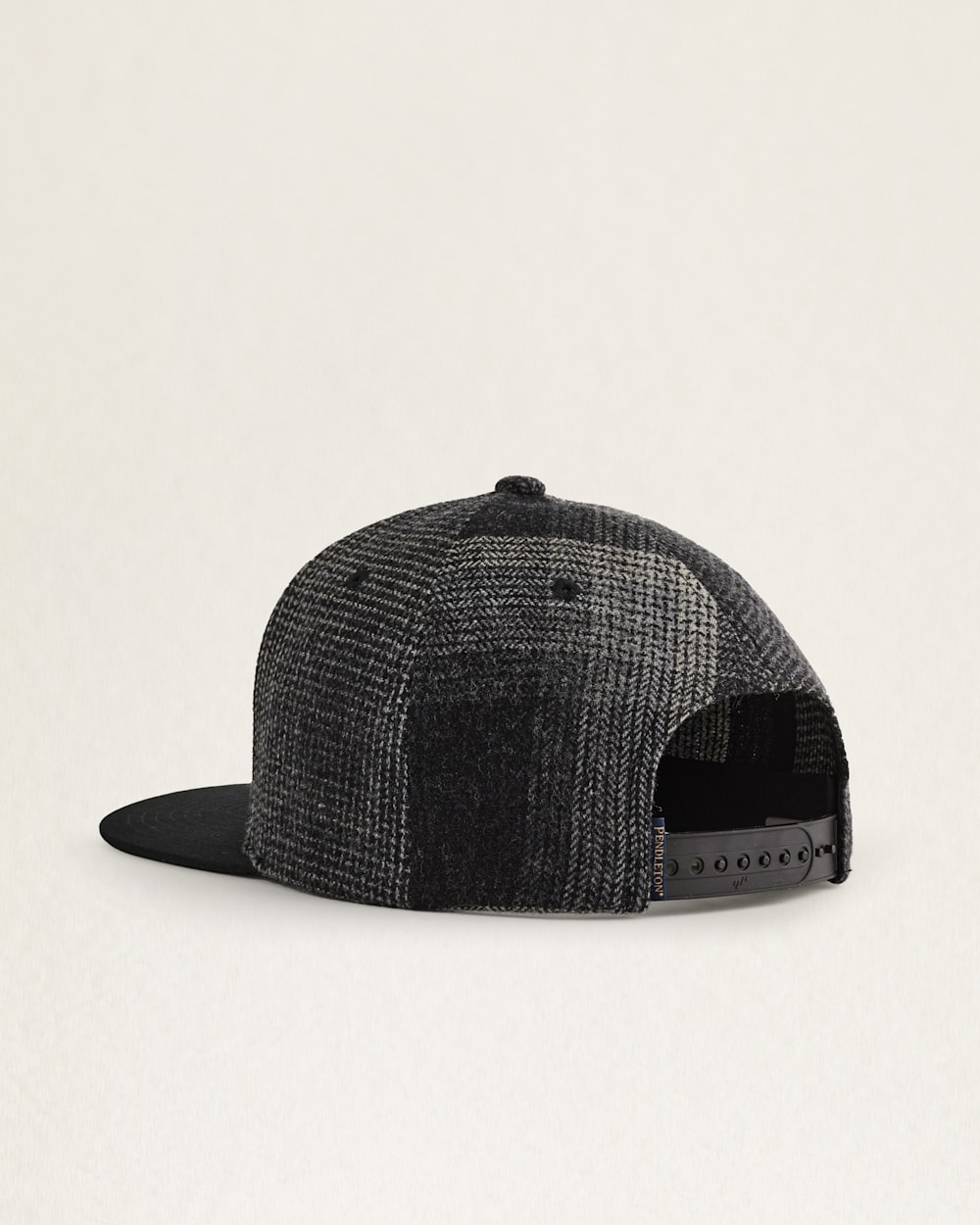 ALTERNATE VIEW OF PLAID PATCHWORK FLAT BRIM HAT IN BLACK image number 3